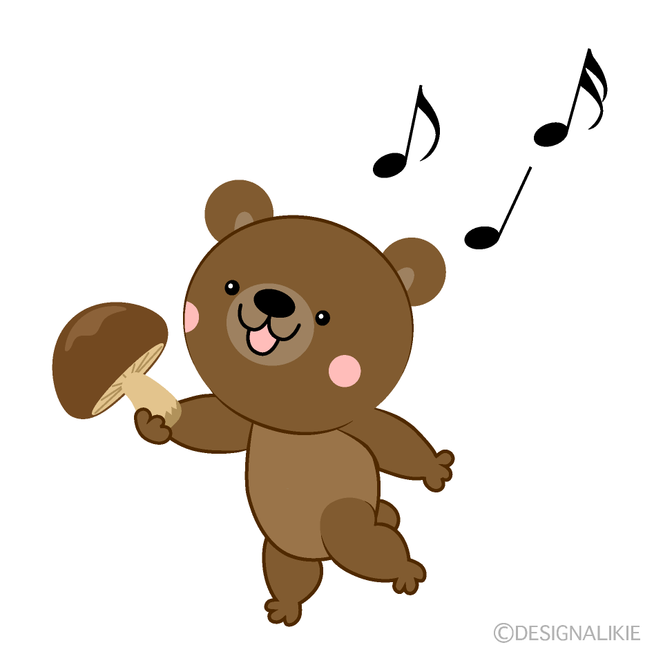 きのこ狩りをするクマ