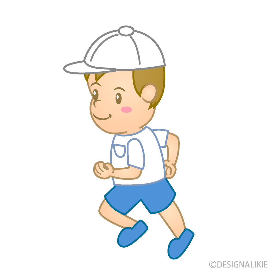 走る白帽子の園児