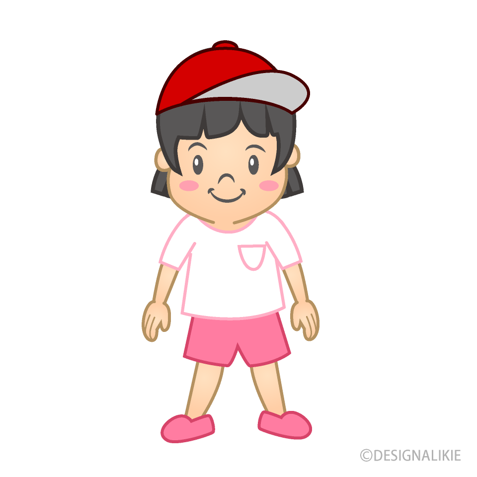 赤帽子体操着の可愛い園児の女の子
