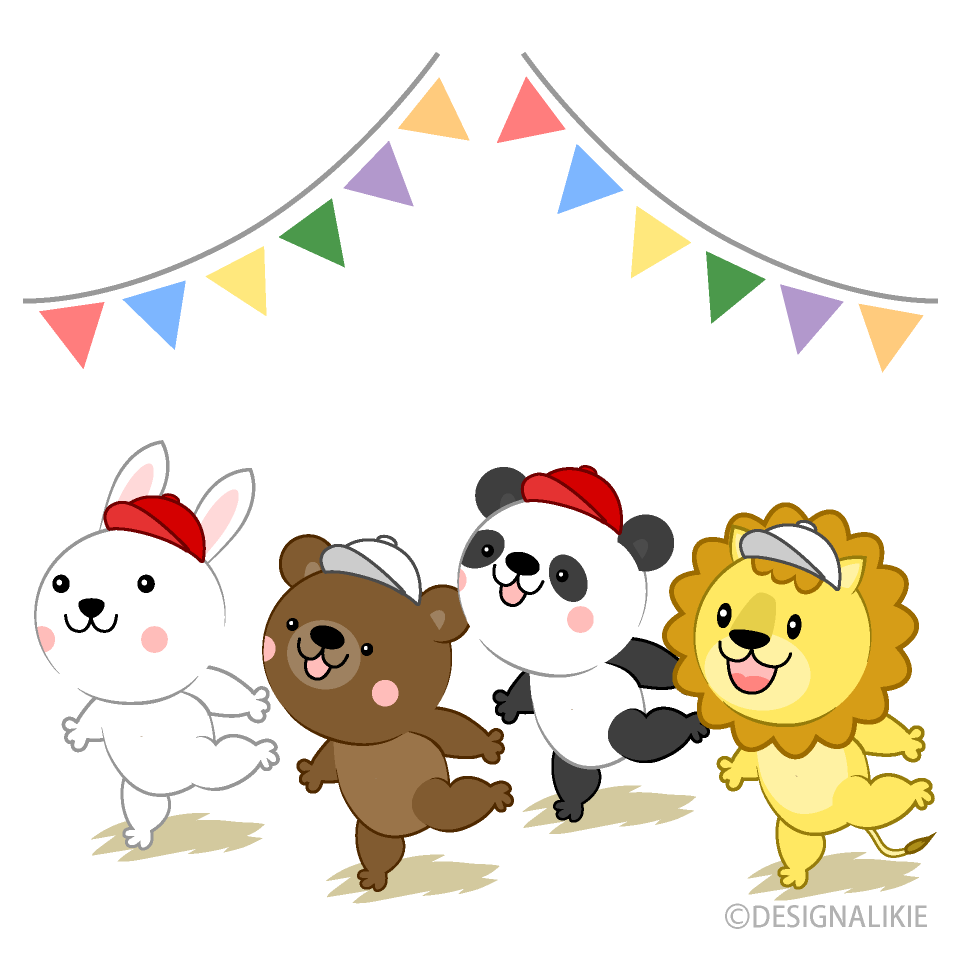 運動会で楽しそうに走る可愛い動物たち
