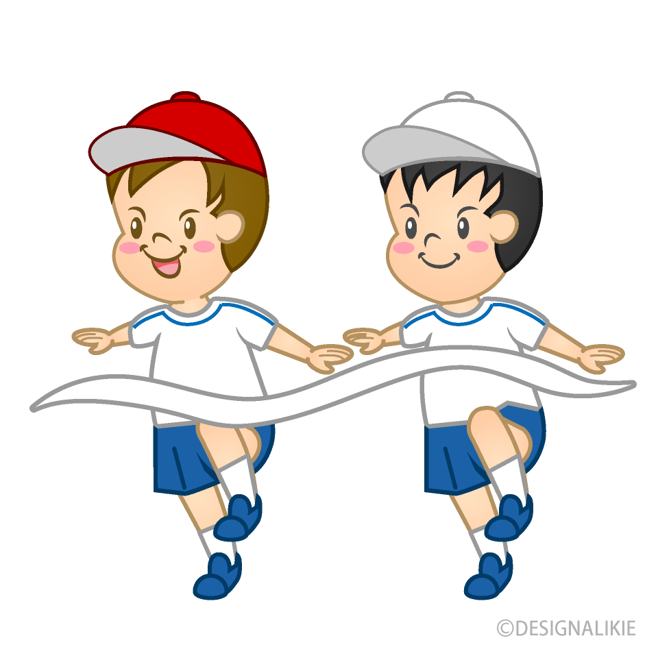 50m走でゴールする小学生