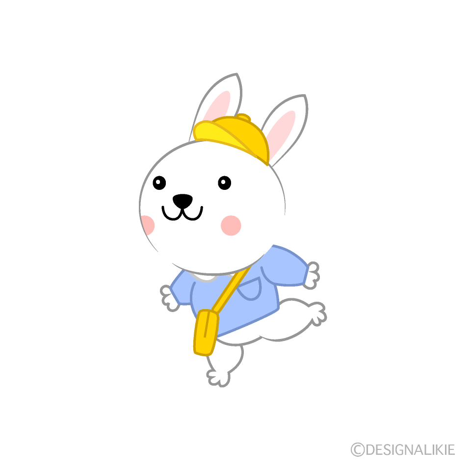 スキップする可愛いウサギ園児