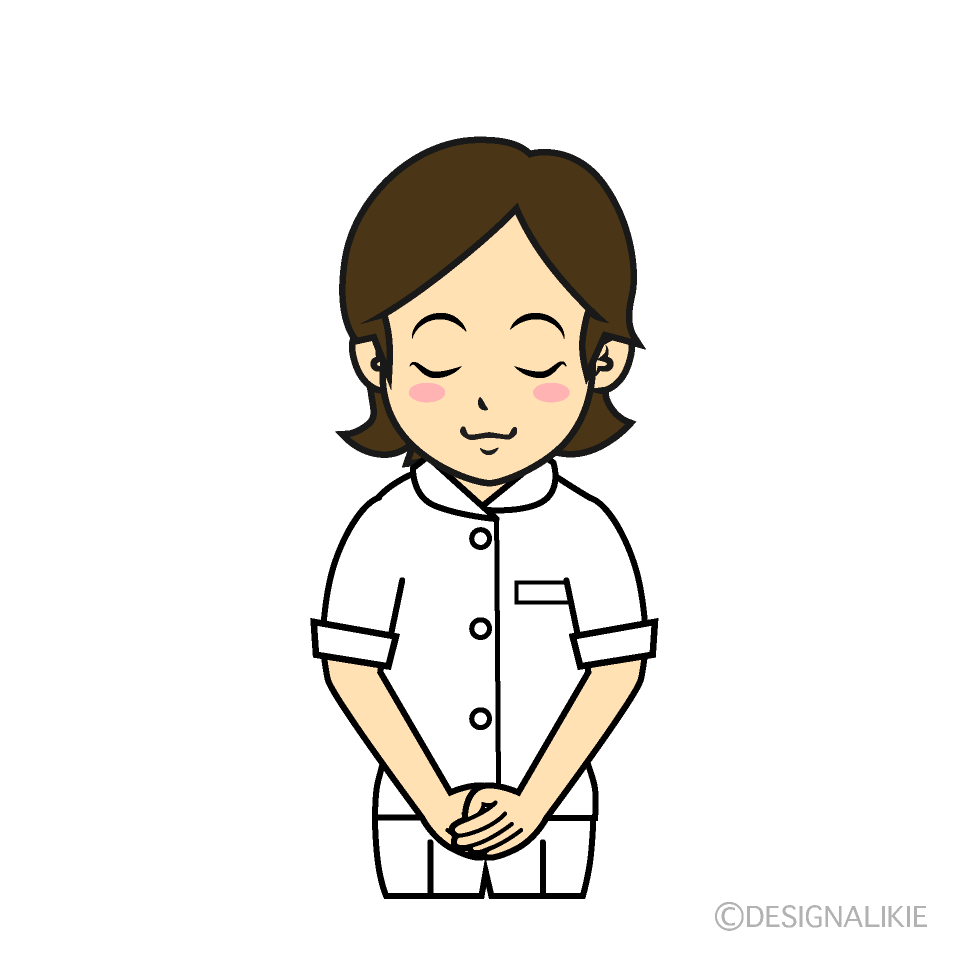 お辞儀する女性看護師