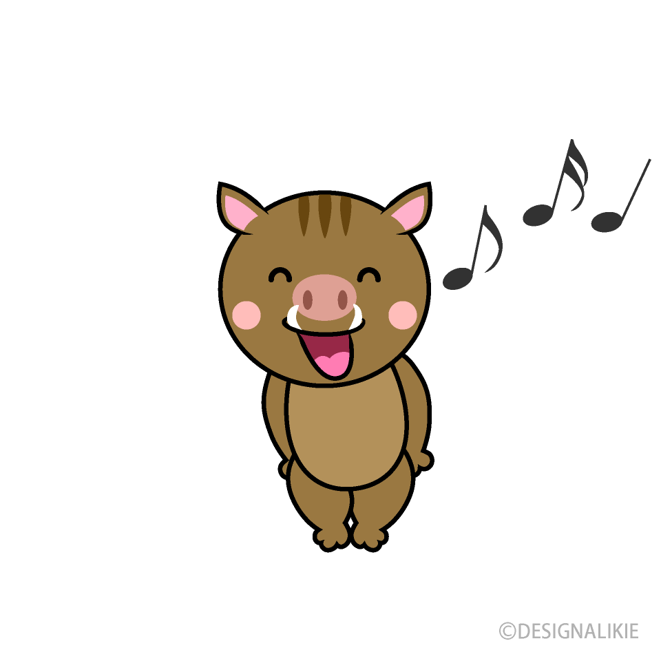 歌うイノシシキャラ