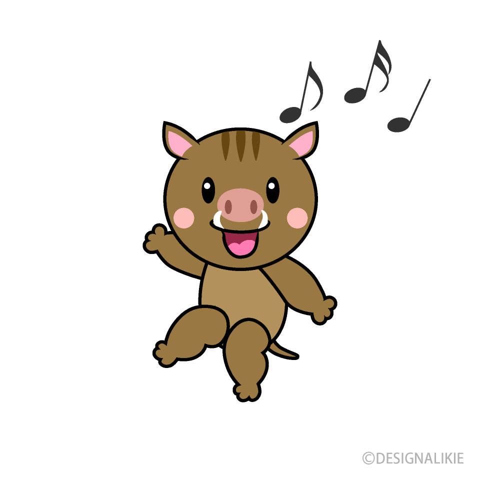ダンスするイノシシキャラ
