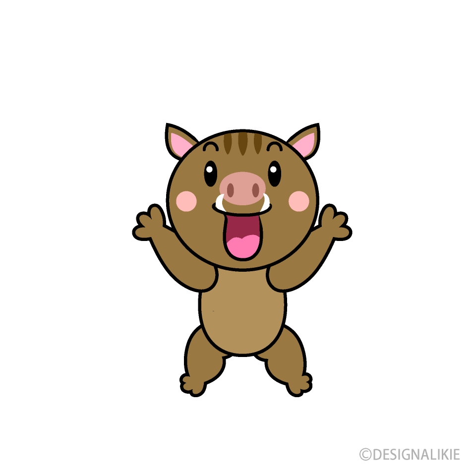 驚くイノシシキャラ