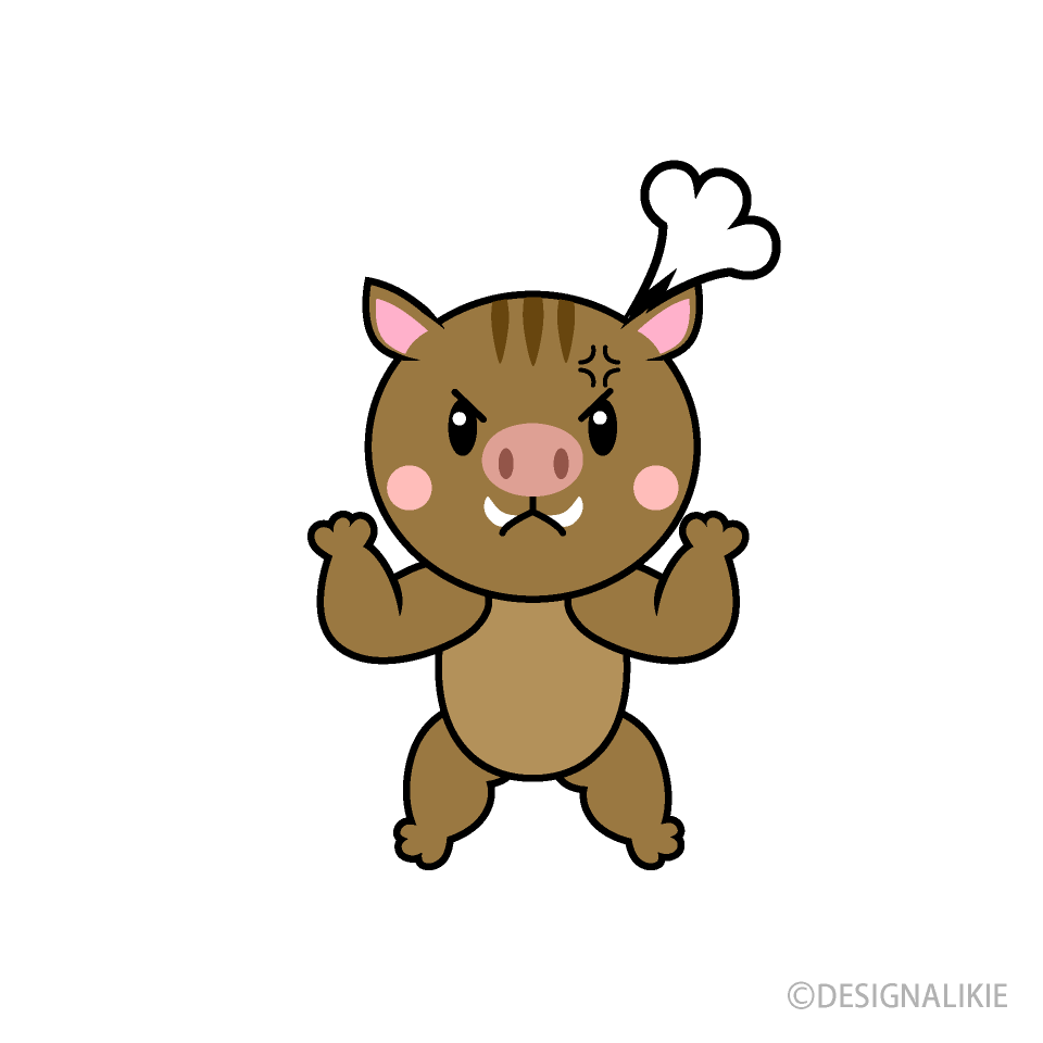 怒るイノシシキャラ