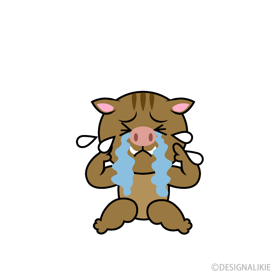 泣くイノシシキャラ