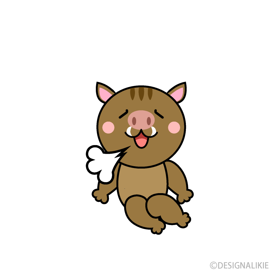 リラックスするイノシシキャラ