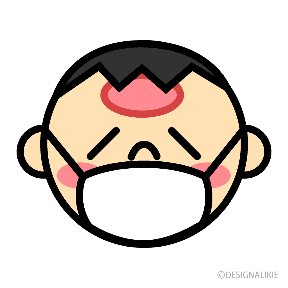 風邪をひいた子供の顔