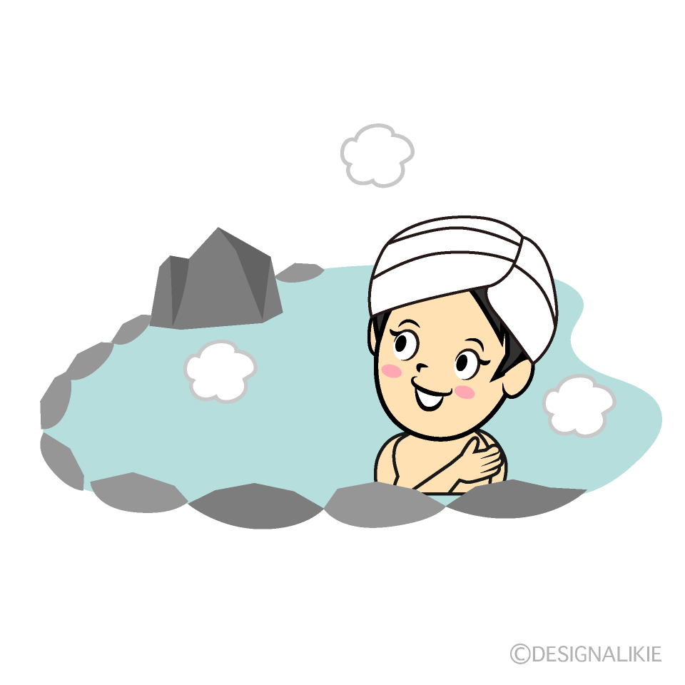 露天風呂に入る女性