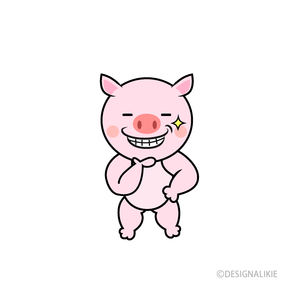 ニヤリ笑うブタキャラ