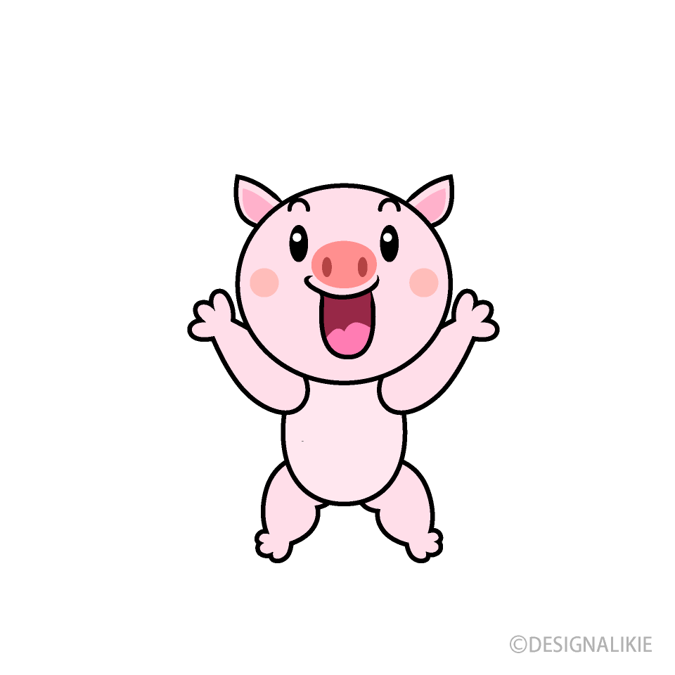 驚くブタキャラ