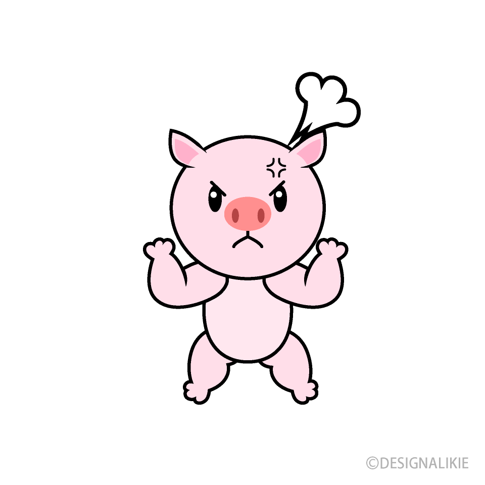 怒るブタキャラ