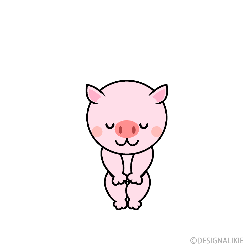 お辞儀するブタキャラ