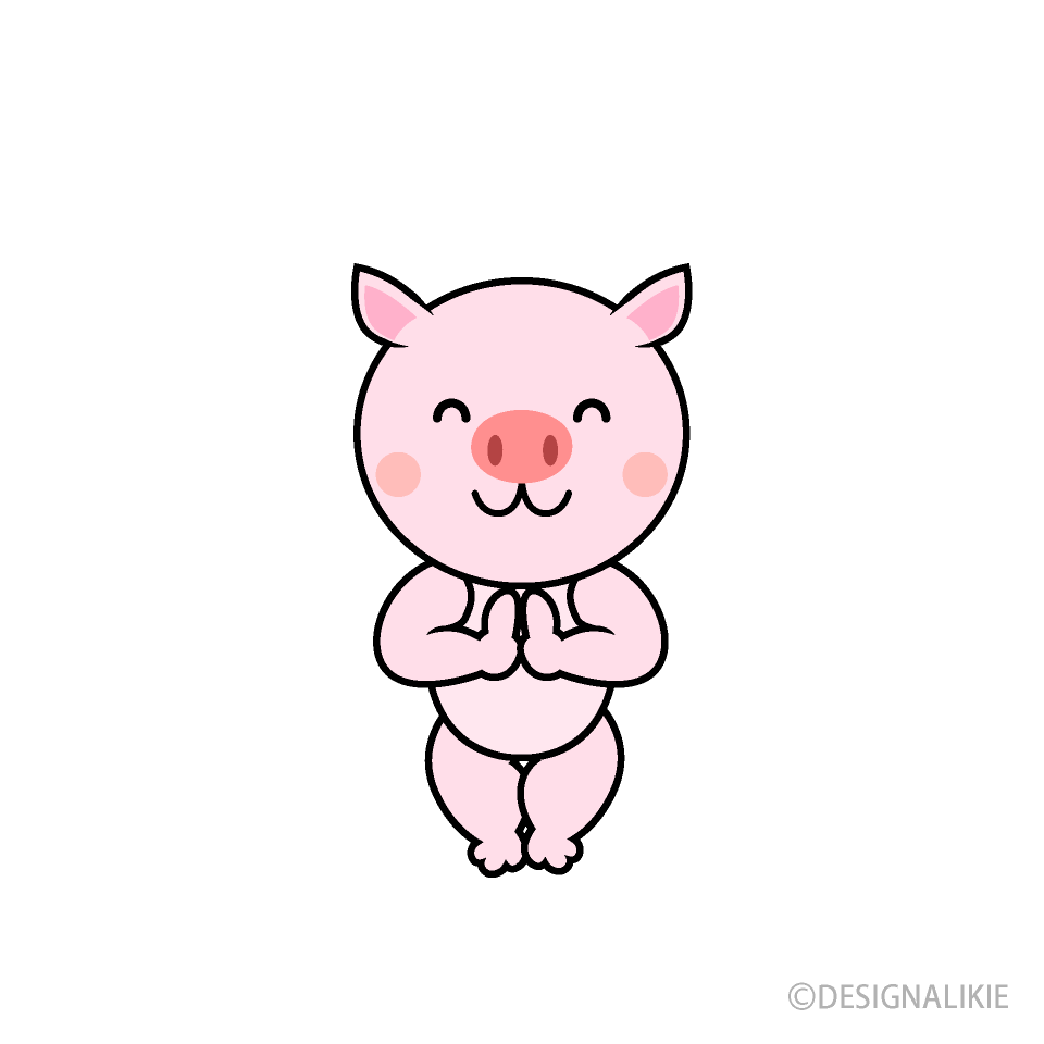 感謝するブタキャラ