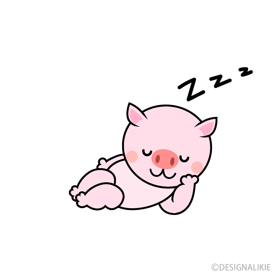 寝るブタキャラ