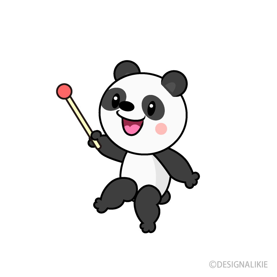 説明するパンダキャラ