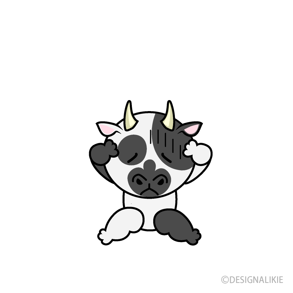 悩む牛キャラ