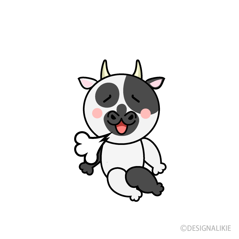 リラックスする牛キャラ