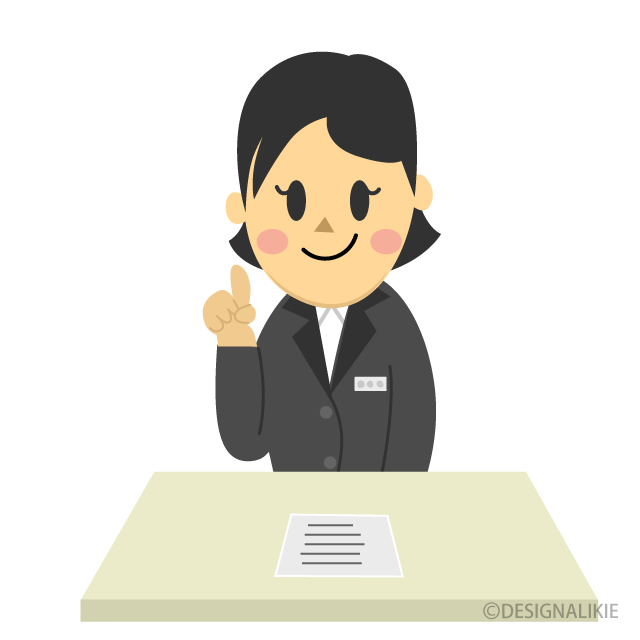 テーブルで説明する女性会社員