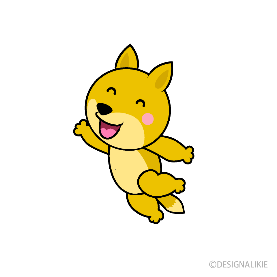 ジャンプするキツネキャラ