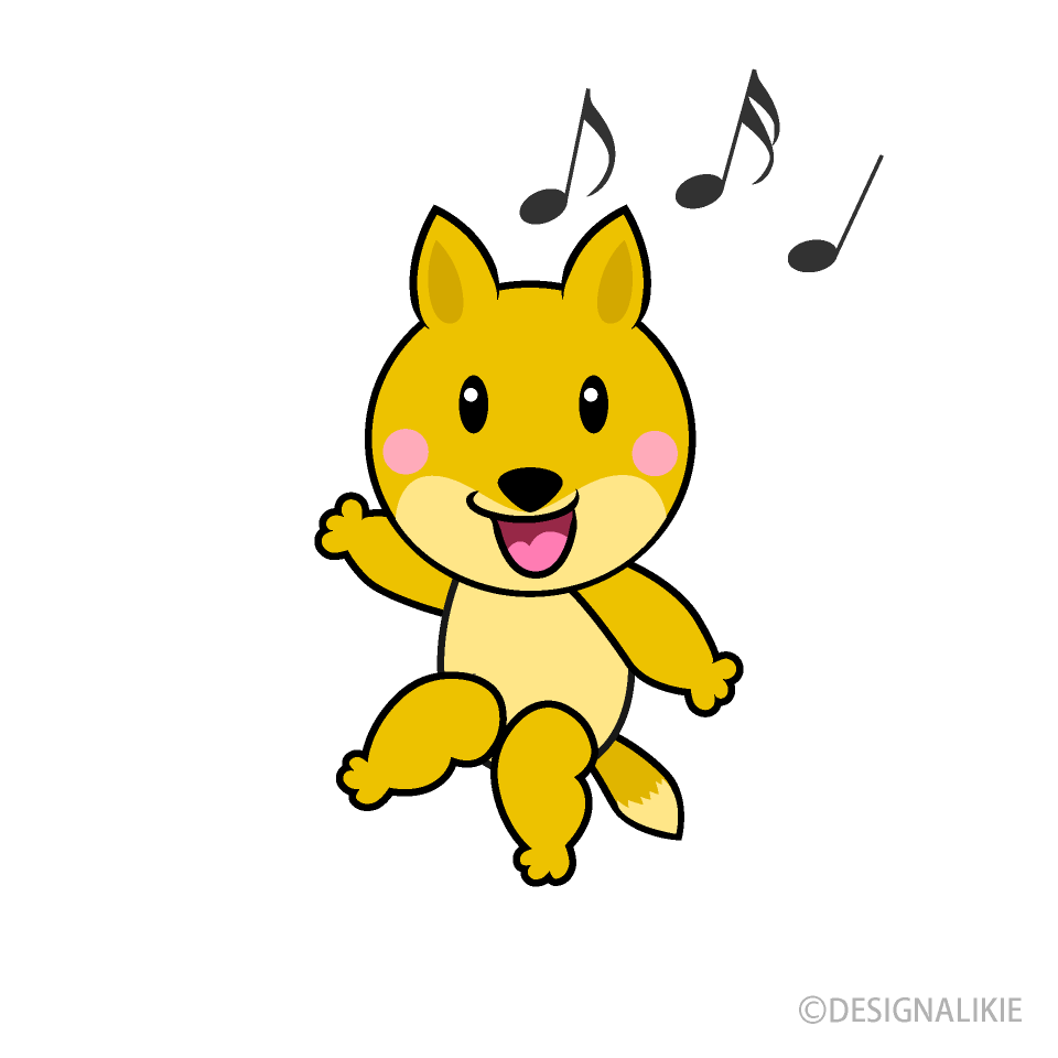 ダンスするキツネキャラ