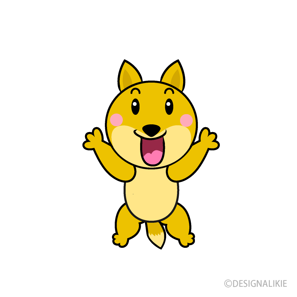 驚くキツネキャラ