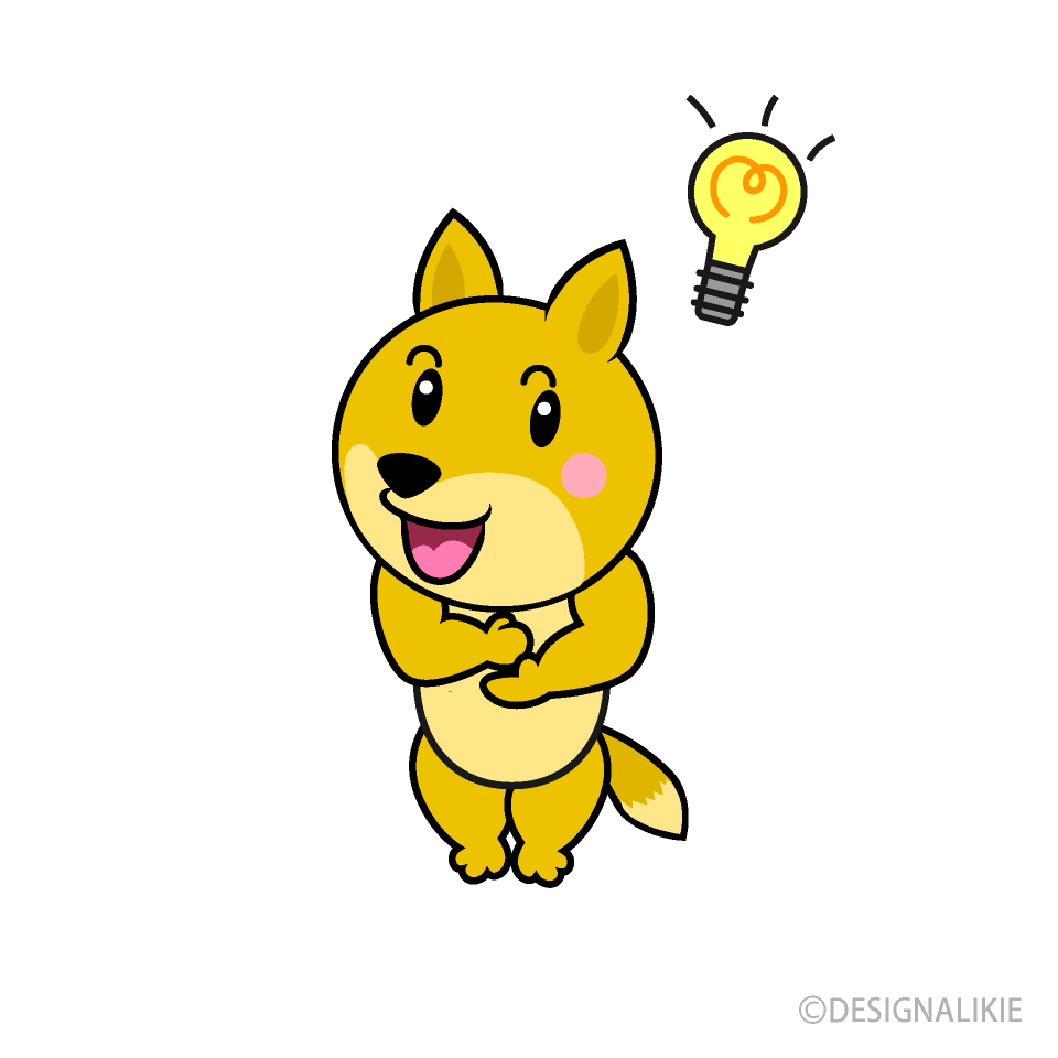ひらめくキツネキャラ