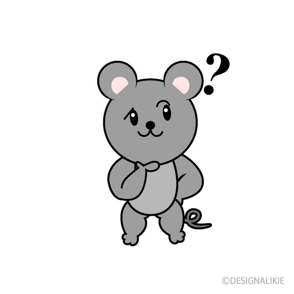 考えるネズミキャラ