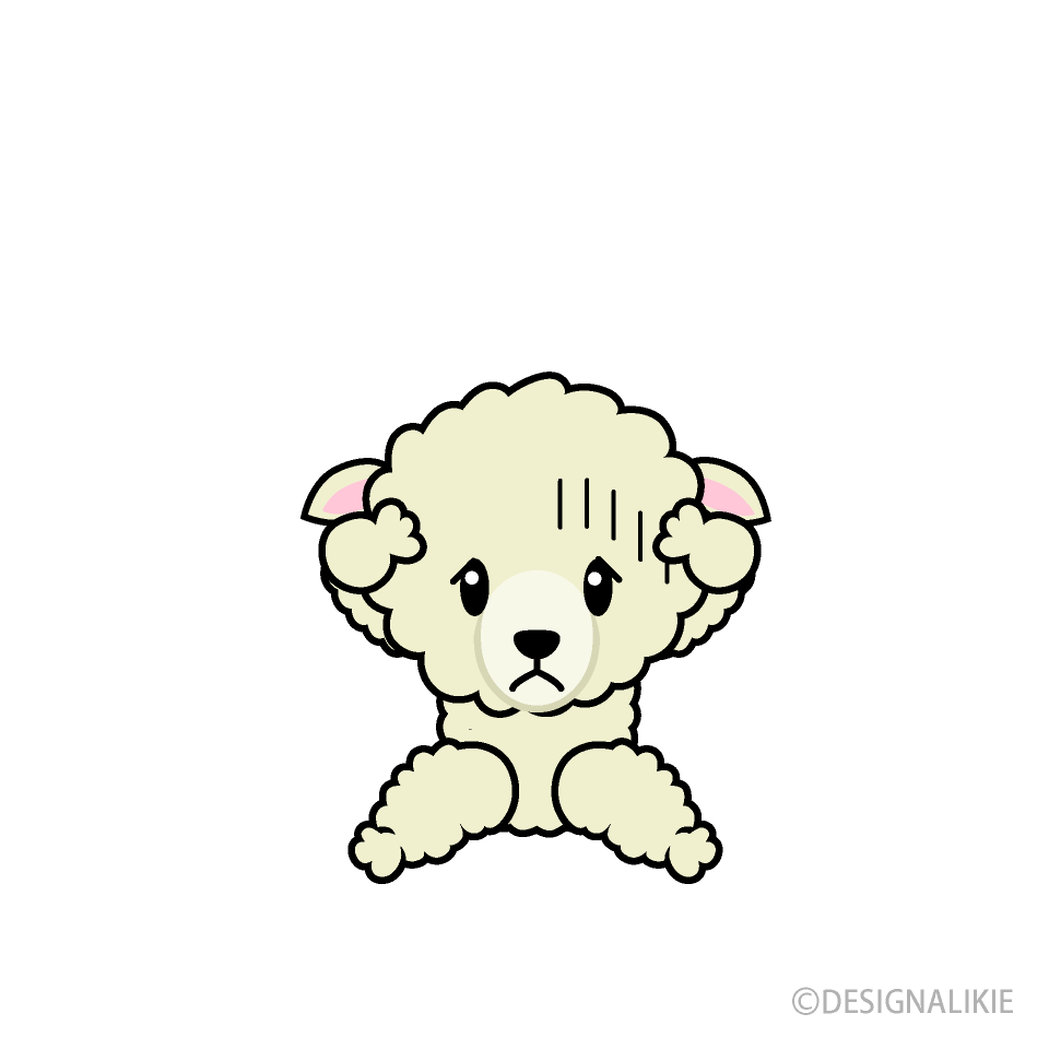 悩むヒツジキャラ