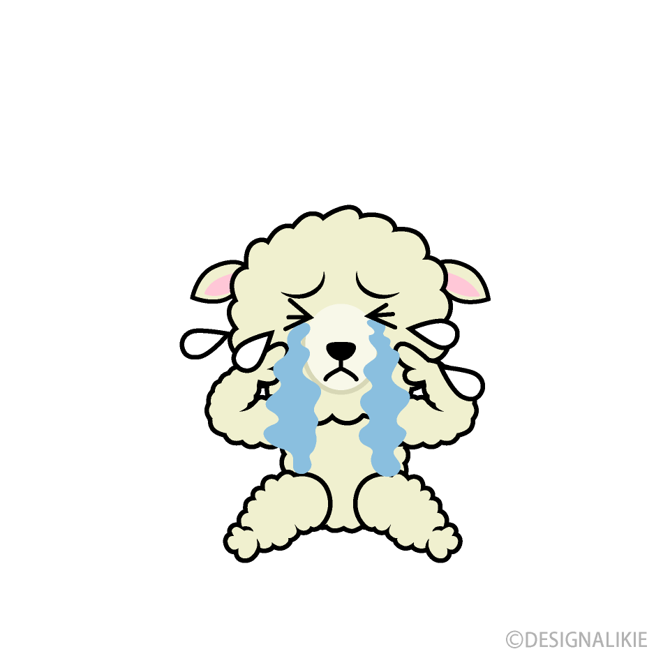 泣くヒツジキャラ