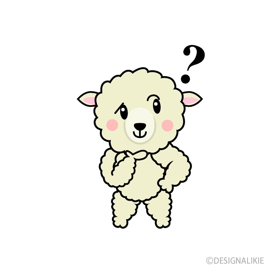考えるヒツジキャラ