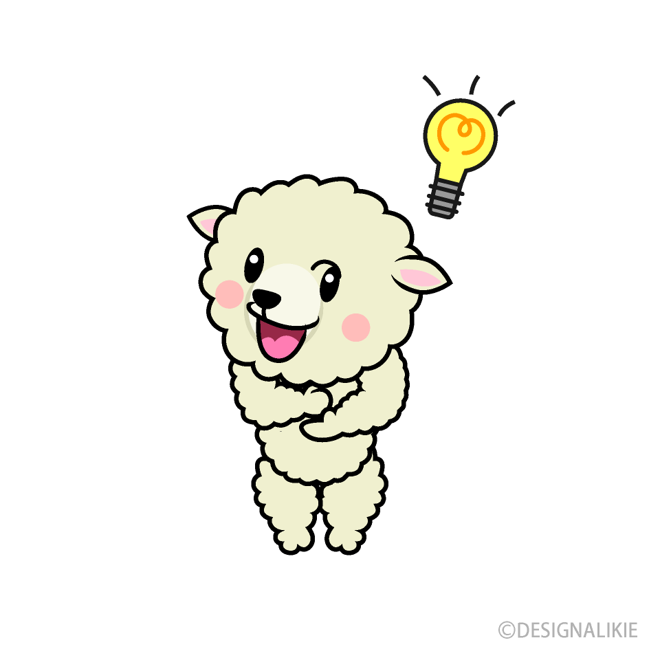 ひらめくヒツジキャラ