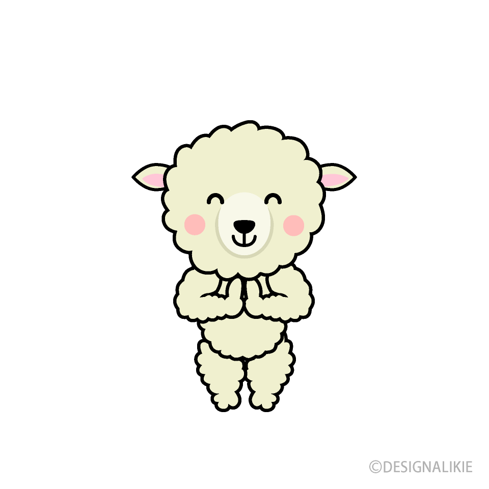 感謝するヒツジキャラ