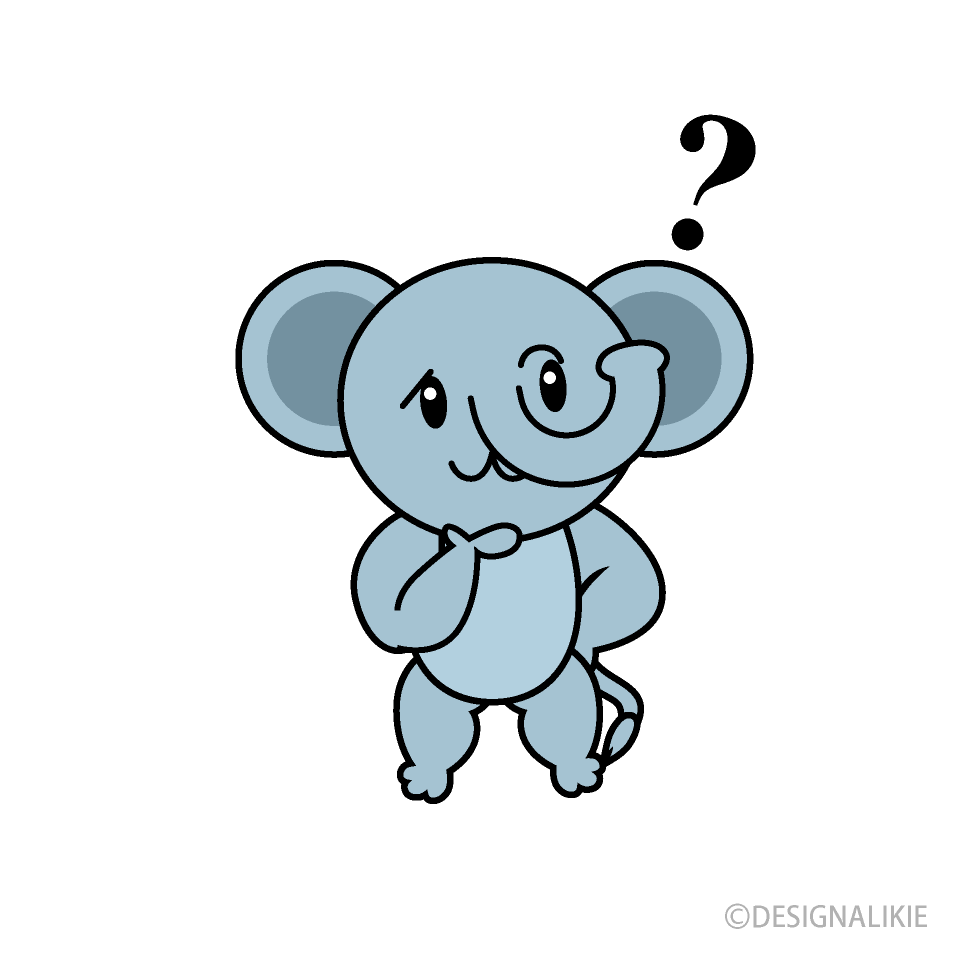 考えるゾウキャラ