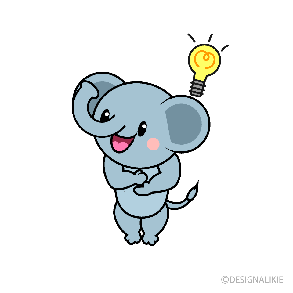 ひらめくゾウキャラ