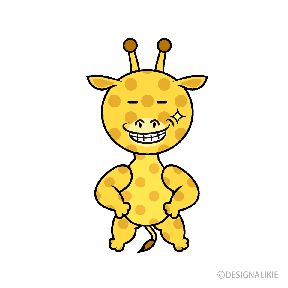 ニヤリ笑うキリンキャラ