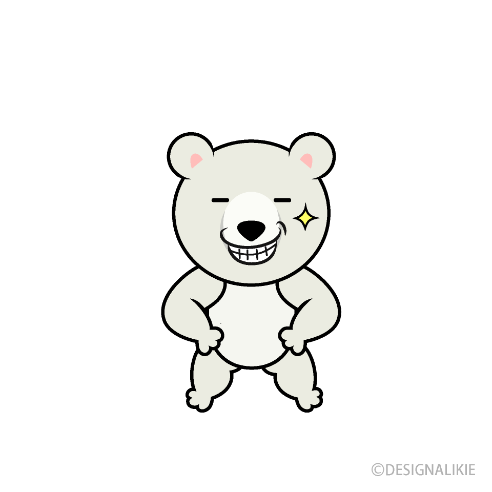ニヤリ笑うシロクマキャラ