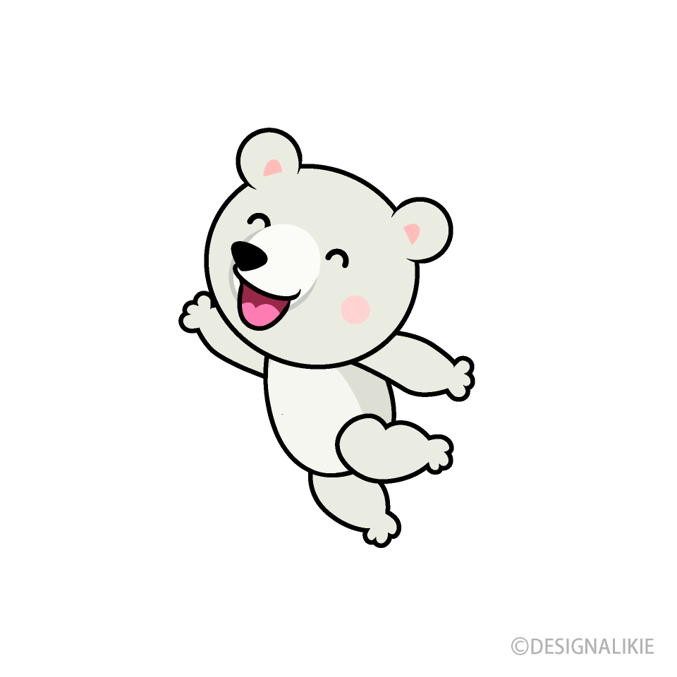 ジャンプするシロクマキャラ