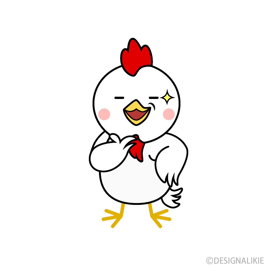 ニヤリ笑うニワトリキャラ