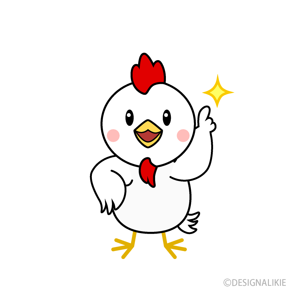 ポーズするニワトリキャラ