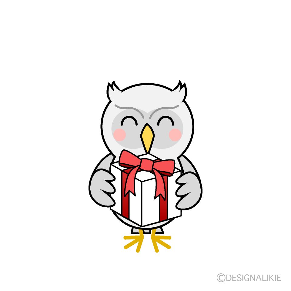 プレゼントする白フクロウキャラ