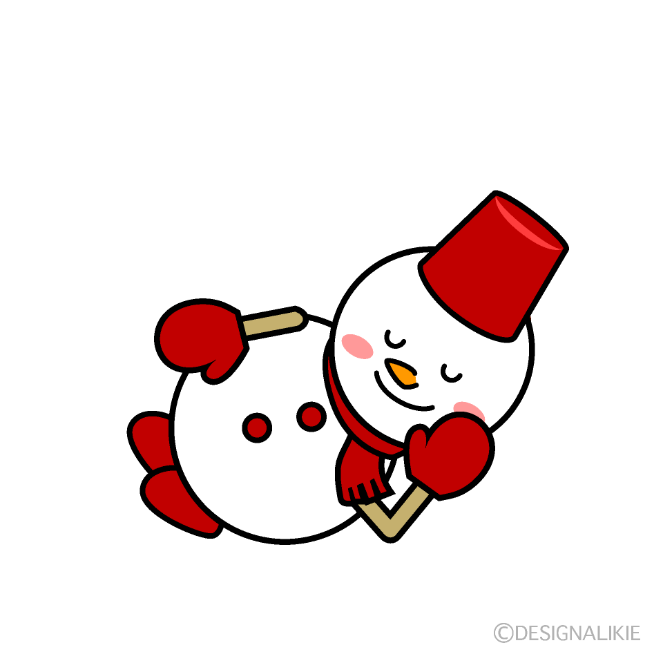居眠りする雪だるまキャラ
