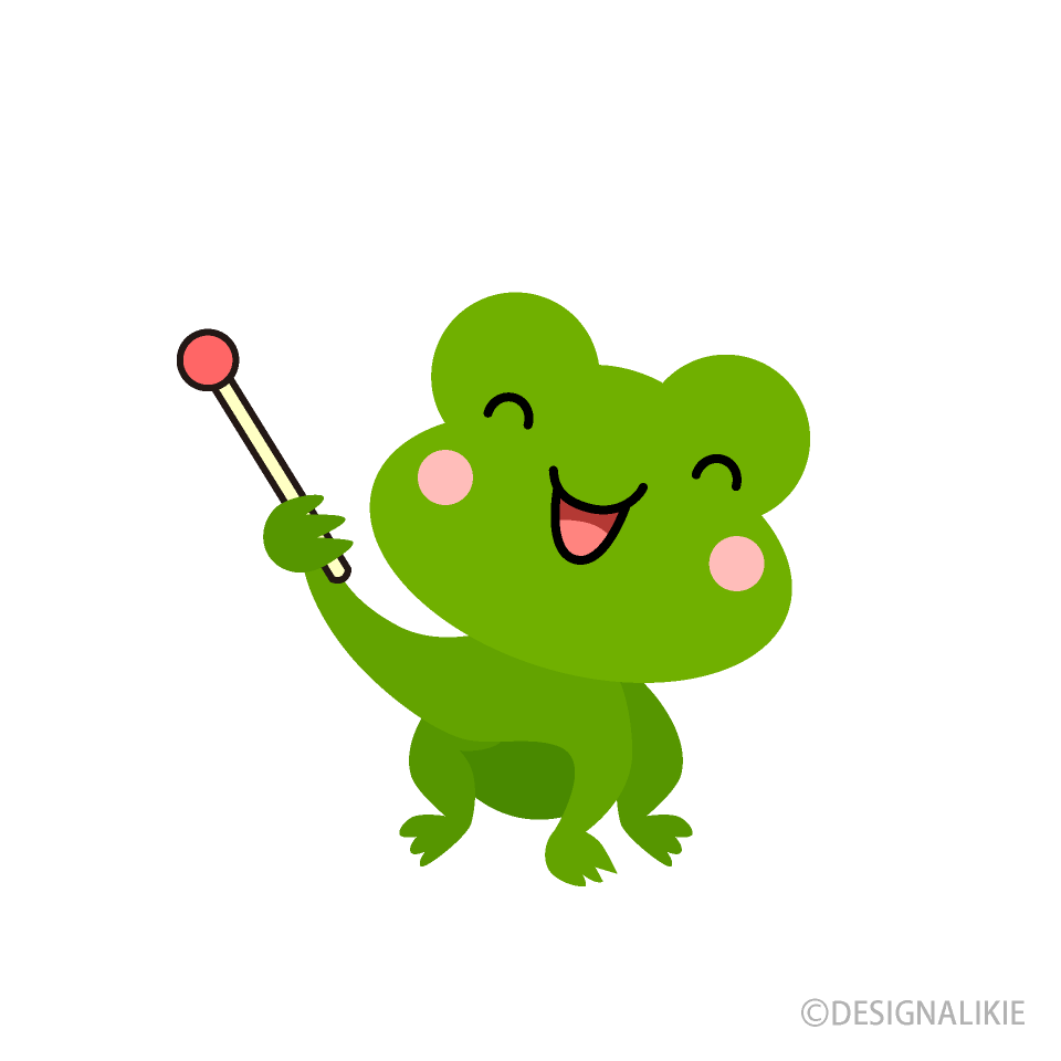 説明するカエルキャラ