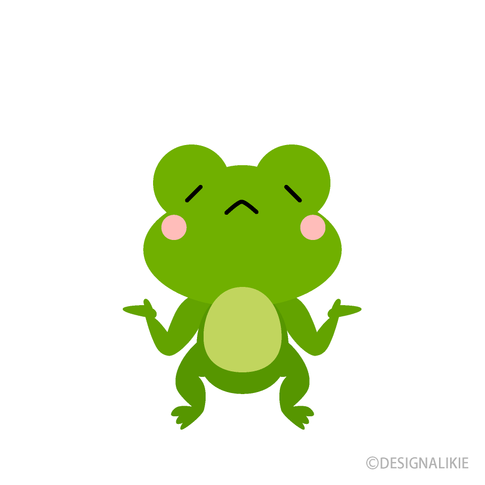 お手上げのカエルキャラ