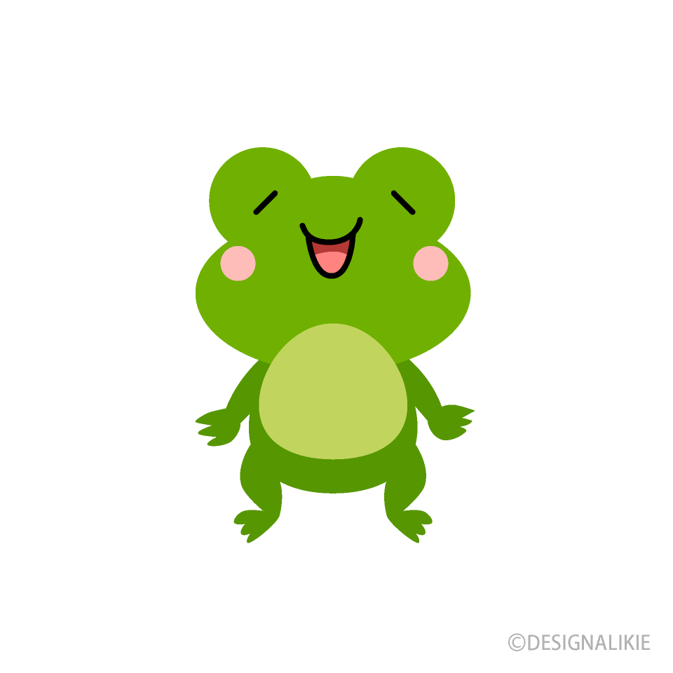 お腹いっぱいのカエルキャラ