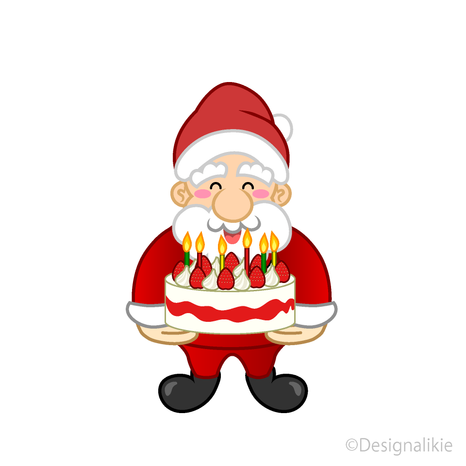 クリスマスケーキを持ったサンタキャラ
