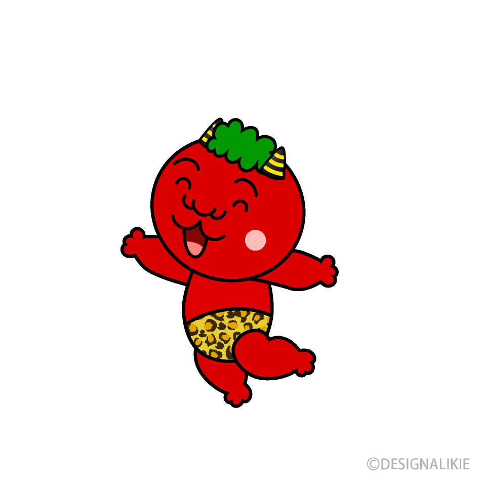 ジャンプする赤鬼キャラ
