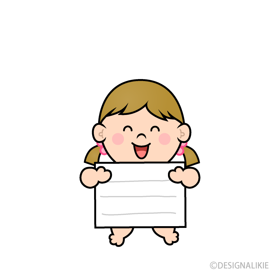 案内ボードを持った幼児の女の子